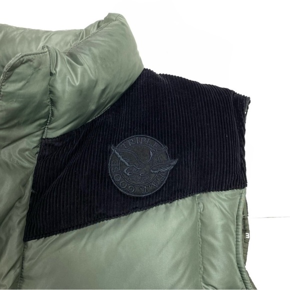 TRIPLE F.A.T. Goose Duck down Puffer Color-block Vest in Green with Black - Picture 4 of 11